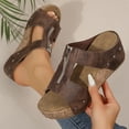 thumbnail image 1 of HAOTAGS Wedge Sandals for Women Comfortable Walking Platform Shoes Brown Size 7.5, 1 of 9