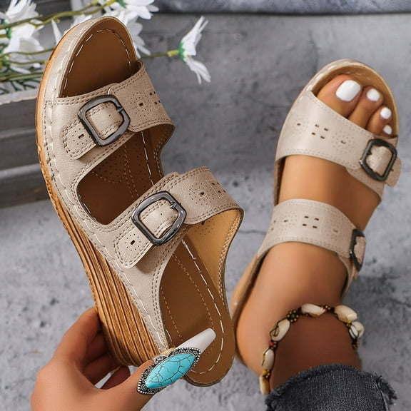 HAOTAGS Wedge Sandals for Women Fish Mouth Dressy Walking Platform Sandals White Size 6.5