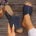 thumbnail image 1 of HAOTAGS Wedge Sandals for Women Hollow Summer Slip On Shoes Blue Size 7, 1 of 7