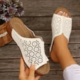 thumbnail image 1 of HAOTAGS Wedge Sandals for Women Hollow Summer Slip On Shoes White Size 8.5, 1 of 6