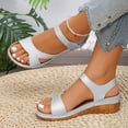 thumbnail image 1 of HAOTAGS Wedge Sandals for Women Single Band Fish Mouth Breathable Comfortable Walking Platform Sandals Silver Size 9, 1 of 8