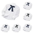 thumbnail image 1 of HAOTAGS White Button-Up Shirts, Solid School Uniform Long Sleeve Lapel Tops Navy 6-8 Years, 1 of 3