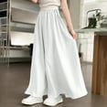 thumbnail image 1 of HAOTAGS Wide Leg Pants for Girls, High - waisted Solid Color Straight Culottes Casual Pants White 12-13 Years, 1 of 5