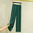 thumbnail image 1 of HAOTAGS Wide Leg Pants for Women Yoga Pants with Pockets, Solid Color High Waist Loose Fit Casual Lounge Pants Green, 1 of 3