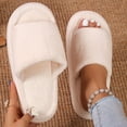 thumbnail image 1 of HAOTAGS Winter Flat Slipers for Women Open Toe Slip On House Slippers White Size 7.5, 1 of 5