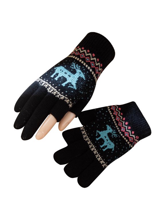 Winter Gloves for Women, Touchscreen Compatible Thick Fleece Lining, Windproof Snowflake Gloves
