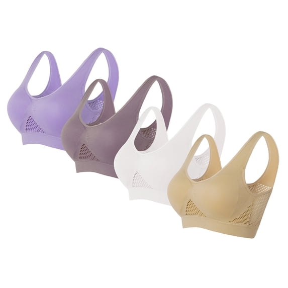 HAOTAGS Women 4-Pack Women Sports Bra Set, Lightweight Lightweight Workout Set Wirefree Yoga Bra Multicolor 5XL