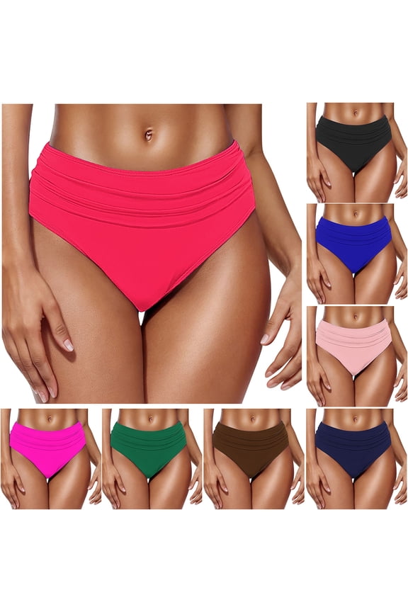 Women Bikini Swim Bottom,Solid Low-Rise Triangle Bathing Summer Bench Swim Briefs Green Size M