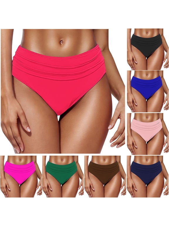 Women Bikini Swim Bottom,Solid Low-Rise Triangle Bathing Summer Bench Swim Briefs Green Size S