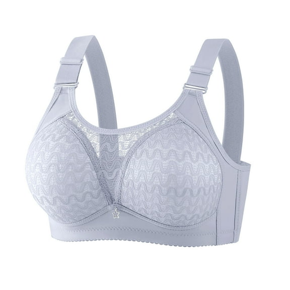 HAOTAGS Women' Bra Wide Straps Bralette Front Closure Unpadded No Underwire Silver 38