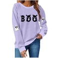 thumbnail image 1 of HAOTAGS Women Halloween Sweatshirt, Fall Long Sleeve Pullover Tops Fall Crewneck Graphic Tops Purple S, 1 of 4
