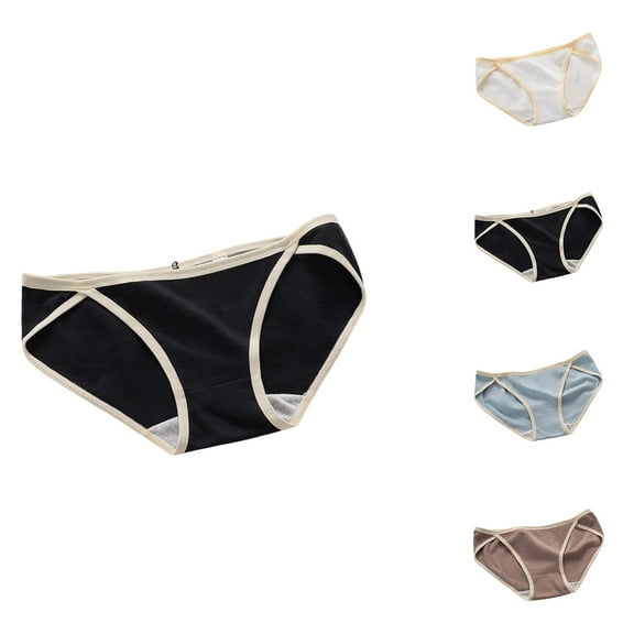 HAOTAGS Women Hipster Panties,Solid Flat Seams Cotton Comfortable Underwear Black M