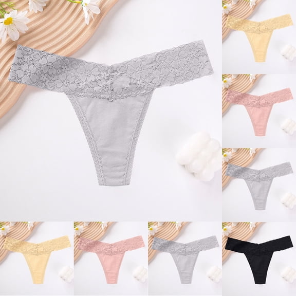 HAOTAGS Women Lace Hipster Panties,Quick-Dry Ultra-thin Low-Rise V-Strings Underpants Gray S