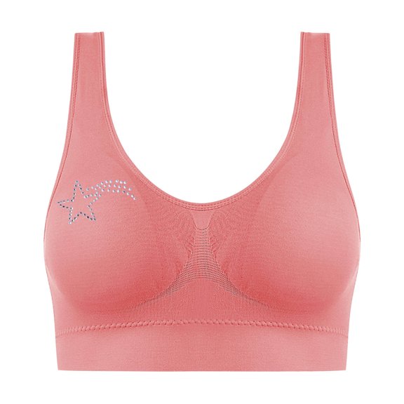 HAOTAGS Women' Lightly Lined Bras Convertible Straps T-Shirt Bra Back and Side Smoothing Scalloped Vest Sports Bra Watermelon Red M