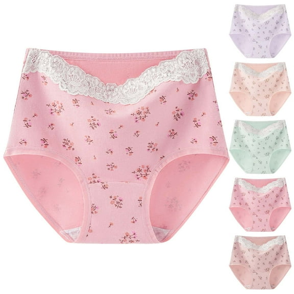 HAOTAGS Women Panties,Seamless Breathable Printed High Waist Underwear Pink M