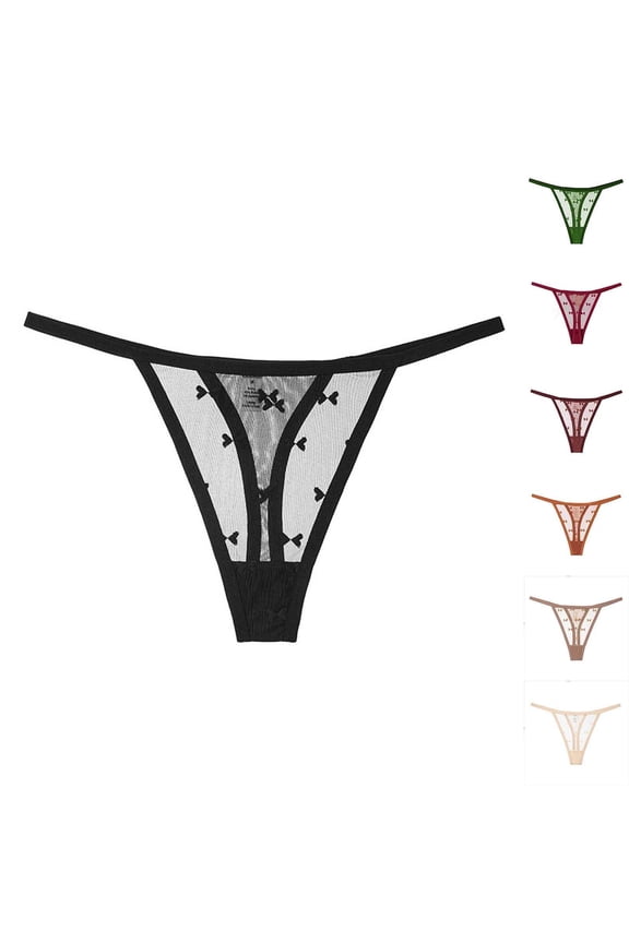 Women Panties V-Strings,Low-rise Waist Moisture-Wicking Mesh Breathable Underwear Briefs Black S
