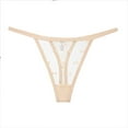 thumbnail image 1 of HAOTAGS Women Panties V-Strings,Mesh Low-rise Waist Moisture-Wicking Breathable Underwear Briefs Beige S, 1 of 2