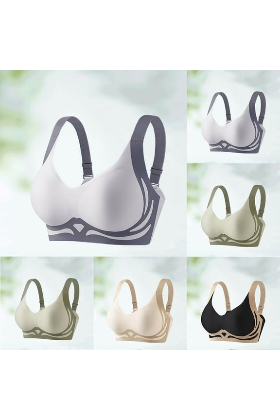 Women' Removable Pads Wireless Bra Traceless Sports Bra Invisible Embrace Comfort Lace Bra Light Blue XXXXL