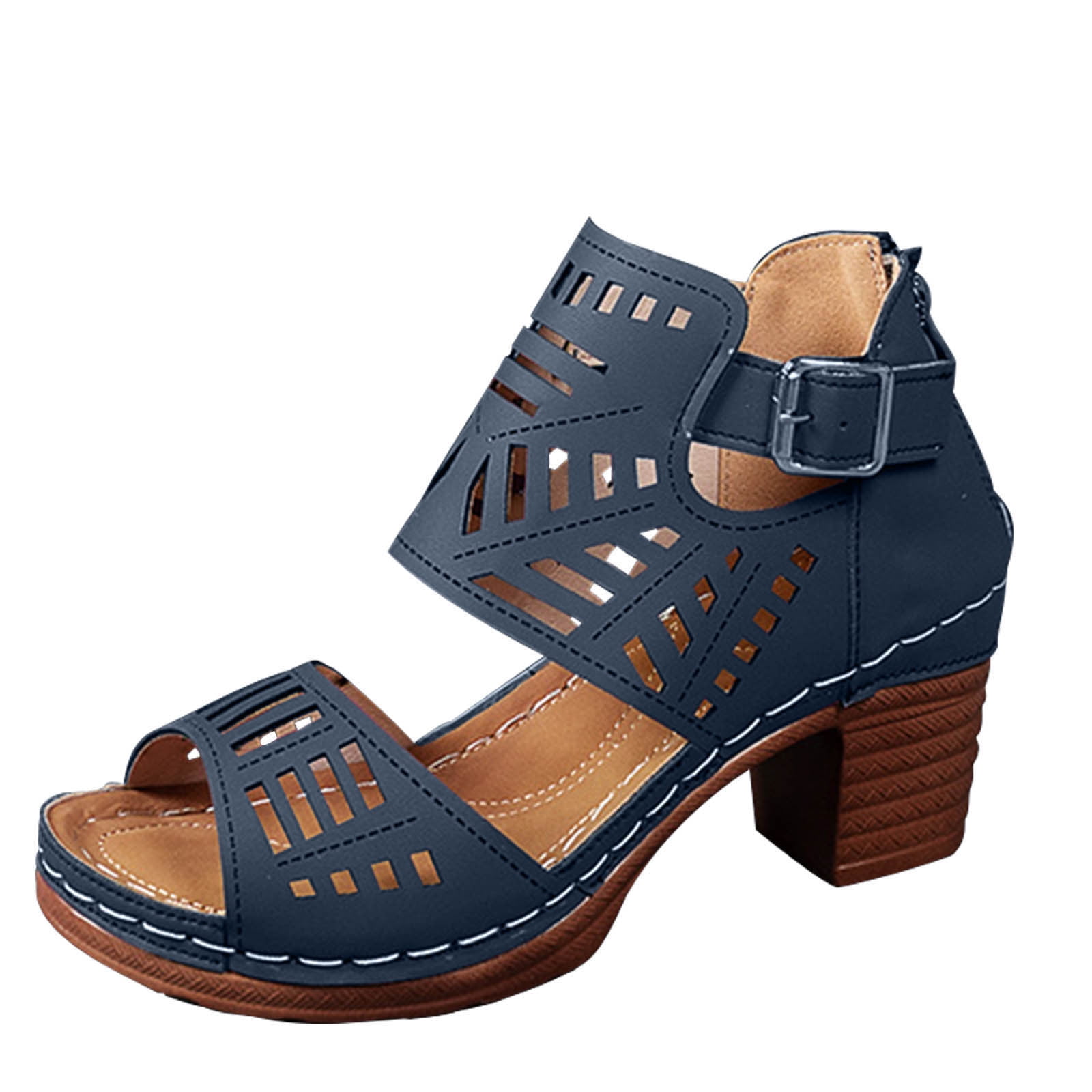 Women's Open Toe Gem Chunky Heel High Heel Roman Sandals main image 1