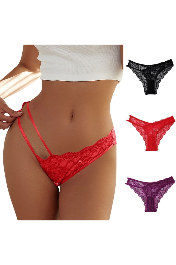 Women Thong Panties,Breathable Solid Ventilated Causal Thong Panties Red S