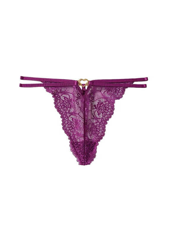 Women Thong Panties,Moisture-Wicking Comfortable Low-Rise Soft V-Strings Thong Purple S