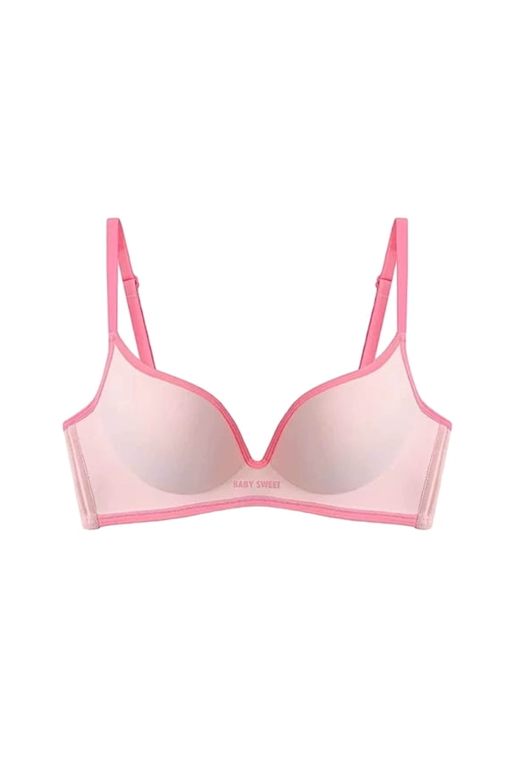 Women' Underwire Bra,Convertible Straps No Underwire Plus Scoop Triangle Pink M