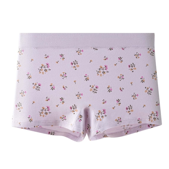 HAOTAGS Women's Boy Shorts,High Waist Antimicrobial Protection Breathable Cotton Brief Underwear Purple XL