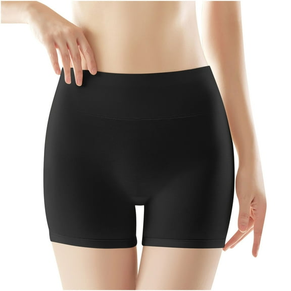 HAOTAGS Women's Boy Shorts Panties,Breathable Causal Stretchable High Waist Panties Black L
