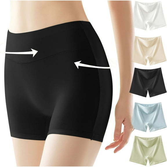 HAOTAGS Women's Boy Shorts Panties,Stretchable Causal Breathable High Waist Panties Black M