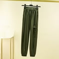 thumbnail image 1 of HAOTAGS Women's Cargo Pants with Multi-pockets, Solid Color Stretch Loose Casual Sport Pants Army Green, 1 of 3