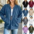 thumbnail image 1 of HAOTAGS Women’s Casual Corduroy Zip-Up Jacket Soft Loose-Fit Long Sleeve Outerwear with Front Pocket Black Size M, 1 of 8