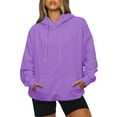 thumbnail image 1 of HAOTAGS Women's Casual Solid Color Hoodies Long Sleeve Kangaroo Pocket Blouse Top Purple Size XL, 1 of 5