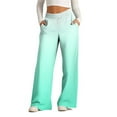 thumbnail image 1 of HAOTAGS Women's Causal Sweatpants Drawstring High Waist Gradient Color Baggy Straight Wide Leg Pants with Pockets Mint Green Size 3XL, 1 of 1