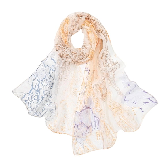 HAOTAGS Women's Chiffon Print Long Scarf, Lightweight Sheer Versatile Wrap Multicolor Size Free Size
