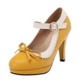 thumbnail image 1 of HAOTAGS Women's Chunky - Heel High - Heels,Heels Color - Blocked Open Toe Casual Dress Shoes Yellow 6, 1 of 6