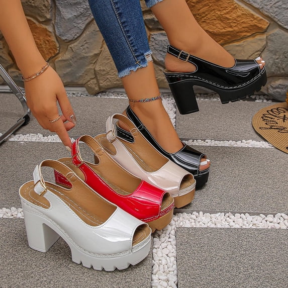 HAOTAGS Women's Chunky Heel Thick-Soled Sandals,Slingbacks Peep Toe Dressy Summer Party Sandals Khaki