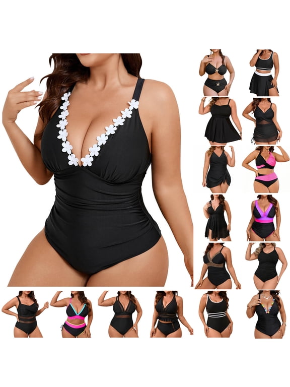 Women’s Color-Block Deep-V, One-Piece Padded Backless Plus Size Sport Swimsuit Red Size 4XL