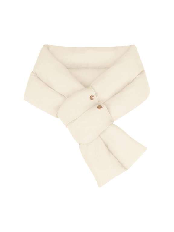 Women's Double Button Neck Warmer, Cozy Winter Scarf Wrap for Women Beige Size Free Size