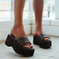 thumbnail image 1 of HAOTAGS Women's Dressy Slip On Sandals Slide Sandals Chunky Heel Platform Wedge Casual Summer Shoes Black Size 4.5, 1 of 6