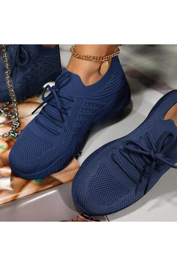 Women's Elevate Mesh Athletic Sneakers Lace Up Comfortable Walking Shoes Blue Size 4.5