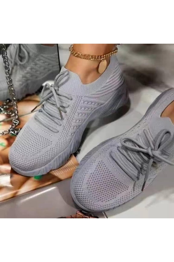 Women's Elevate Mesh Athletic Sneakers Lace Up Comfortable Walking Shoes Gray Size 8