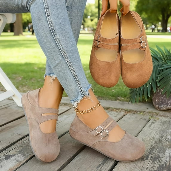 HAOTAGS Women's Flat Moccasins,Pointy Toe Casual Rhinestone Flats Work Slip Ons Brown