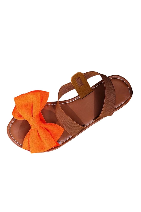 Women's Flat Sandals, Open Toe Slingback Breathable Casual Footwear Orange 7