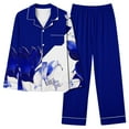 thumbnail image 1 of HAOTAGS Women's Floral Print Pajama Set Buttoned Pajama Set Nightwear Soft Pjs Casual Loungeswear Blue Size M, 1 of 4