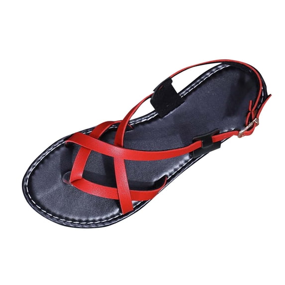 HAOTAGS Women's Gladiator Sandals, Lace-Up Summer Open Toe Casual Footwear Red 9