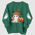 thumbnail image 1 of HAOTAGS Women's Halloween Sweatshirt Graphic Print Tops Fall Long Sleeve Crewneck Pullover Tops Green 2XL, 1 of 5