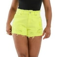 thumbnail image 1 of HAOTAGS Women's High Waisted Shorts Solid Color Denim Ripped Hem Frayed Distressed Short Jeans Yellow Size M, 1 of 6