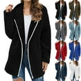 thumbnail image 1 of HAOTAGS Women's Long Hooded Coat, Warmth Knee-length Full Zip Plush-lined Zip Jacket Black S, 1 of 1