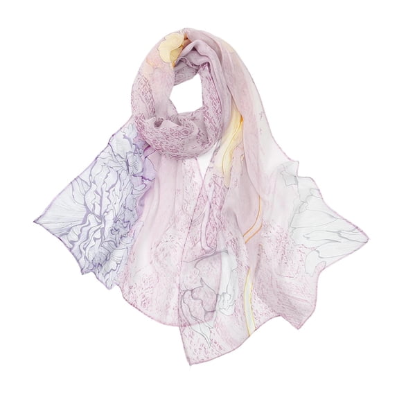 HAOTAGS Women's Long Sheer Scarf, Printed Chiffon Lightweight Wrap, Versatile Fashion Scarf for Women Multicolor Size Free Size