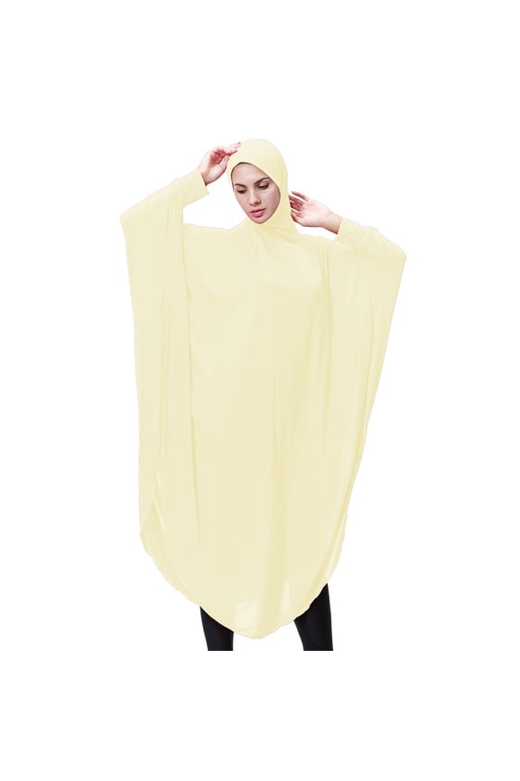 Women's Milk Silk Solid Color Long Hijab Stretchy Muslim Head Scarf,Beige XL